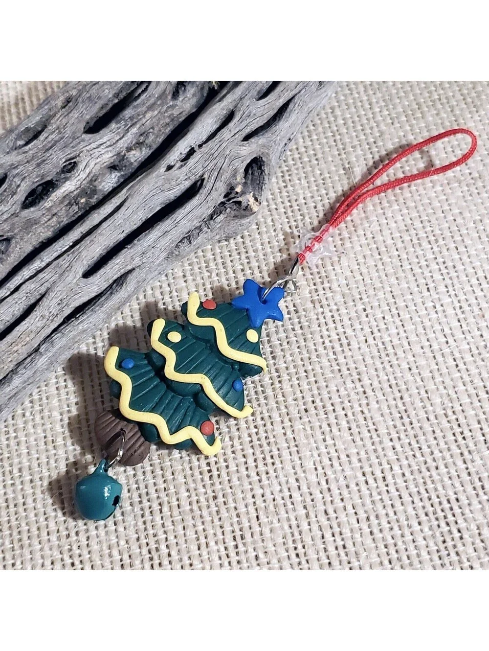 Handcrafted Fimo Clay Tree with Star Christmas Zipper Pull